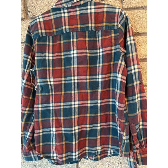 The North Face Plaid Button-Up Flannel Shirt L Red/Blue Long Sleeve Made In Indo - Picture 7 of 7